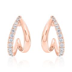 🦚 Ohrstecker für Damen aus Roségold mit Diamanten