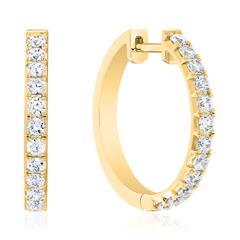 🦚 Damen Creolen aus Gelbgold mit Brillanten