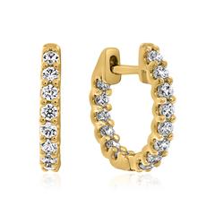 🦚 Damen Creolen aus Gelbgold mit Brillanten