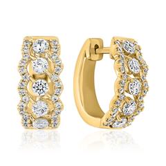 🦚 Gelbgold Creolen für Damen mit Brillanten