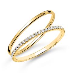 🦚 Trauringset aus 14 Karat Gelbgold mit Diamanten