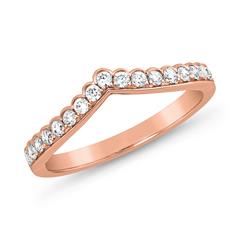 🦚 Damen V-Ring aus Roségold mit Brillanten