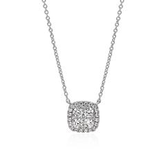 🦚 Damenkette Halo aus Weißgold mit lab grown Diamanten
