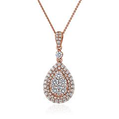 🦚 Roségoldene Diamantkette mit Tropfenanhänger, lab grown