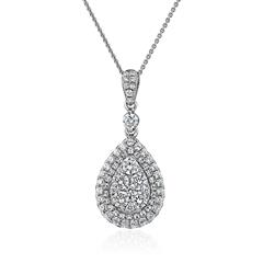 🦚 Lab grown Diamantkette mit Tropfenanhänger aus Weißgold