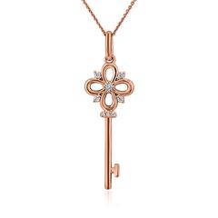 🦚 Lab grown Diamantkette aus Roségold mit Schlüssel