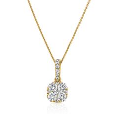 🦚 Damenkette mit Diamantanhänger aus Gelbgold