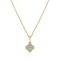 🦚 Damenkette mit lab grown Diamantanhänger aus Gelbgold