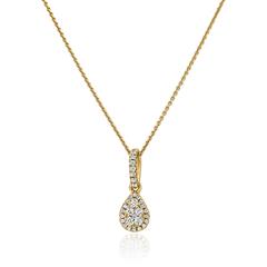 🦚 Goldkette für Damen mit Tropfenanhänger, Diamanten