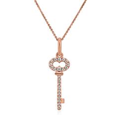 🦚 Diamantkette für Damen mit Schlüssel aus Roségold