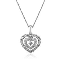 🦚 Damenkette mit Herzanhänger und Diamanten aus Weißgold