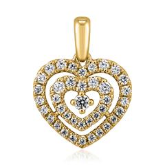 🦚 Herzanhänger mit lab grown Diamanten aus Gelbgold