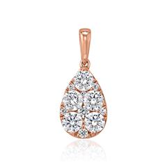 🦚 Diamantanhänger Tropfen aus Roségold für Damen
