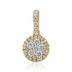 🦚 Damen Anhänger Halo mit Diamanten aus Gelbgold