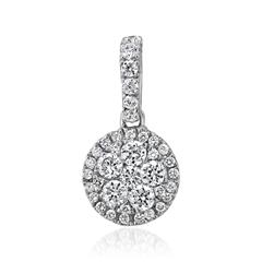 🦚 Halo-Anhänger mit Diamantbesatz, Weißgold oder Platin