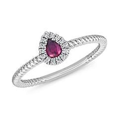 🦚 Rubin Ring aus Weißgold oder Platin mit Diamanten
