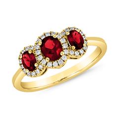 🦚 Ring für Damen aus Gold mit Rubinen und Diamanten