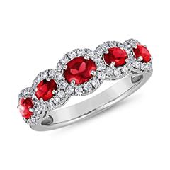 🦚 Rubin Ring aus Weißgold oder Platin mit Brillanten