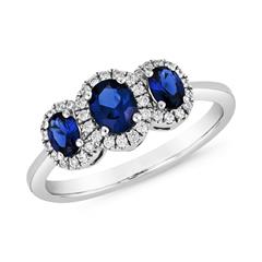 🦚 Saphir Ring für Damen mit laborgezüchteten Diamanten
