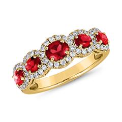 🦚 Rubin Ring aus Gelbgold mit laborgezüchteten Brillanten