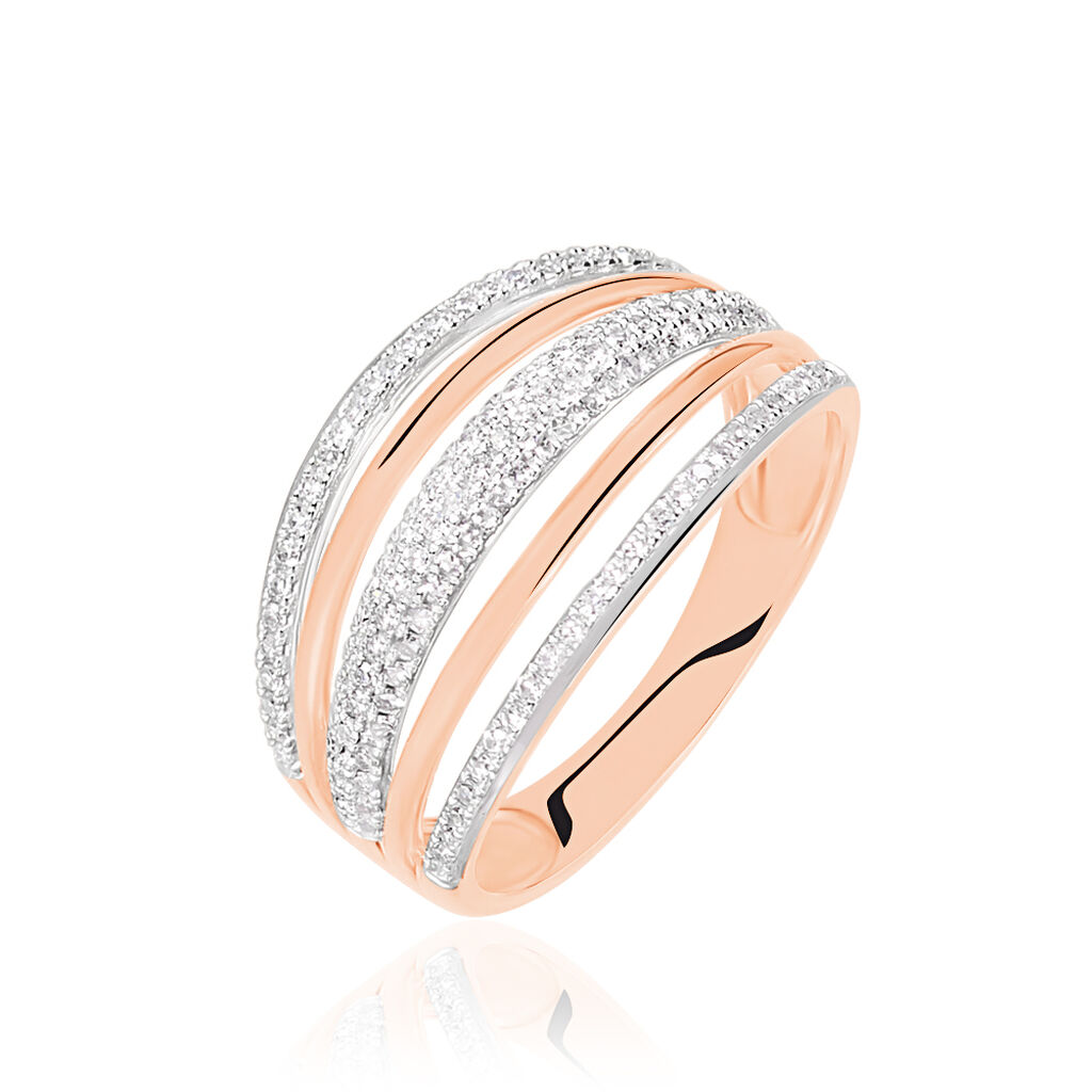 🦚 Damen Ring Rosegold 750 (18 Karat) Diamant Weiß 0,33 ct, Ring mit Stein