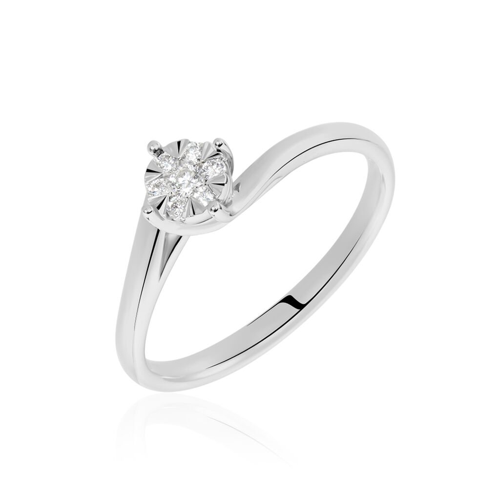 🦚 PETALI 1 Damen Ring Weißgold 750 (18 Karat) Diamant Weiß 0,09 ct, Ring mit Stein
