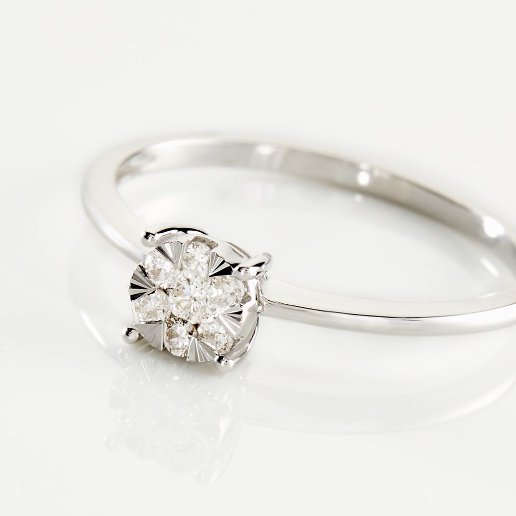 🦚 PETALI Damen Ring Weißgold 750 (18 Karat) Diamant Weiß 0,06 ct, Ring mit Stein