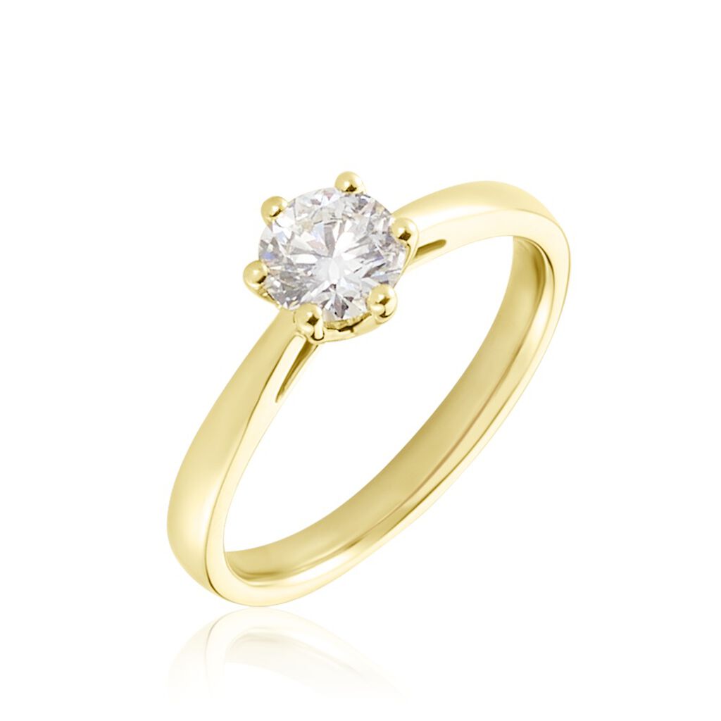 🦚 Sonate Damen Ring Gold 750 (18 Karat) Synthetischer Diamant Weiß 0,52 ct, Ring mit Stein