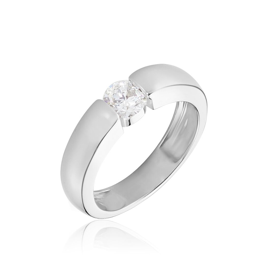 🦚 Orchestra Damen Ring Weißgold 750 (18 Karat) Synthetischer Diamant Weiß 0,41 ct, Ring mit Stein