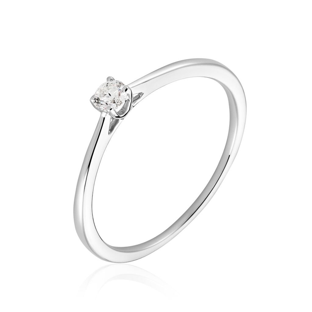 🦚 VICTORIA Damen Ring Weißgold 585 (14 Karat) Diamant Weiß 0,11 ct, Ring mit Stein