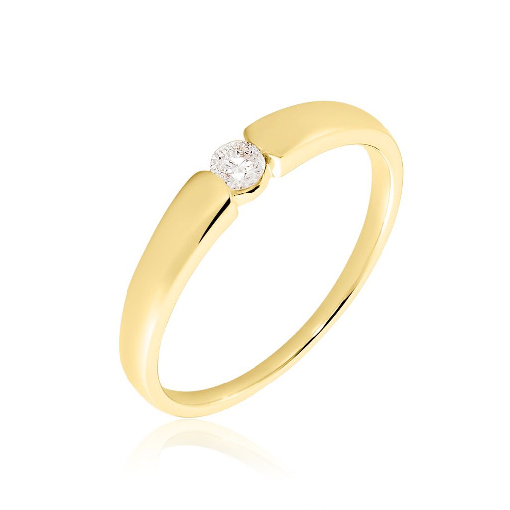 🦚 SANINA Damen Ring Gold 585 (14 Karat) Diamant Weiß 0,1 ct, Ring mit Stein