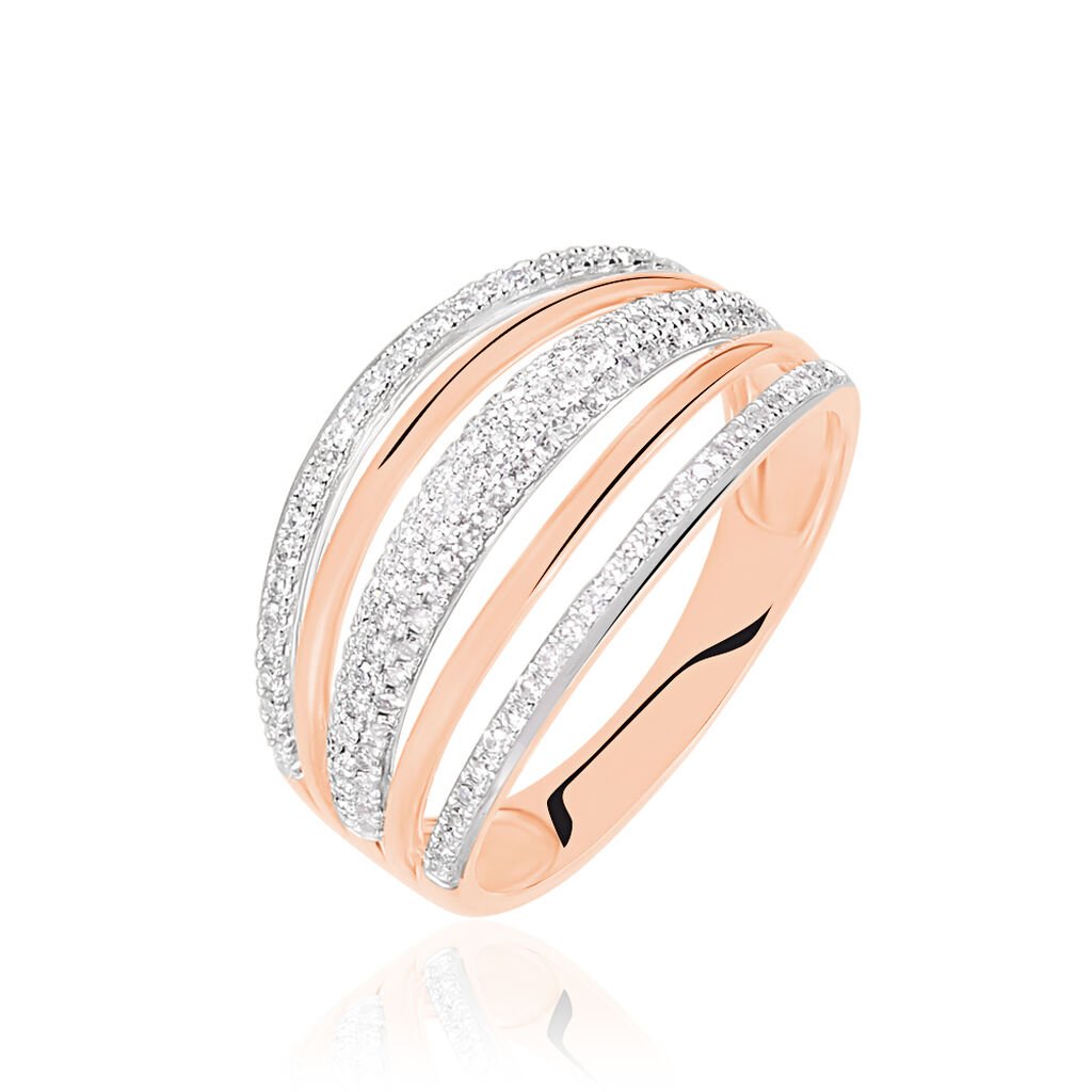 🦚 ROSANNA Damen Ring Rosegold 585 (14 Karat) Diamant Weiß 0,33 ct Barren, Ring mit Stein