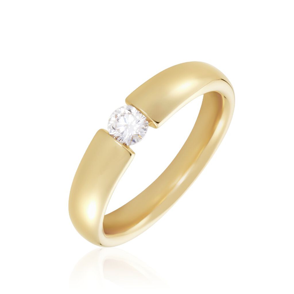 🦚 LISBOA Damen Ring Gold 585 (14 Karat) Diamant Weiß 0,2 ct, Ring mit Stein