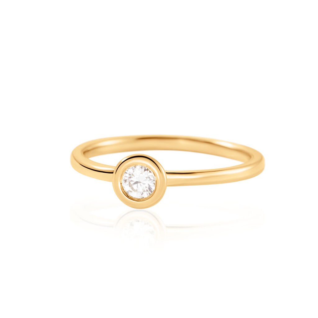 🦚 ESTELLE Damen Ring Gold 585 (14 Karat) Diamant Weiß 0,15 ct B 1,5 mm, Ring mit Stein