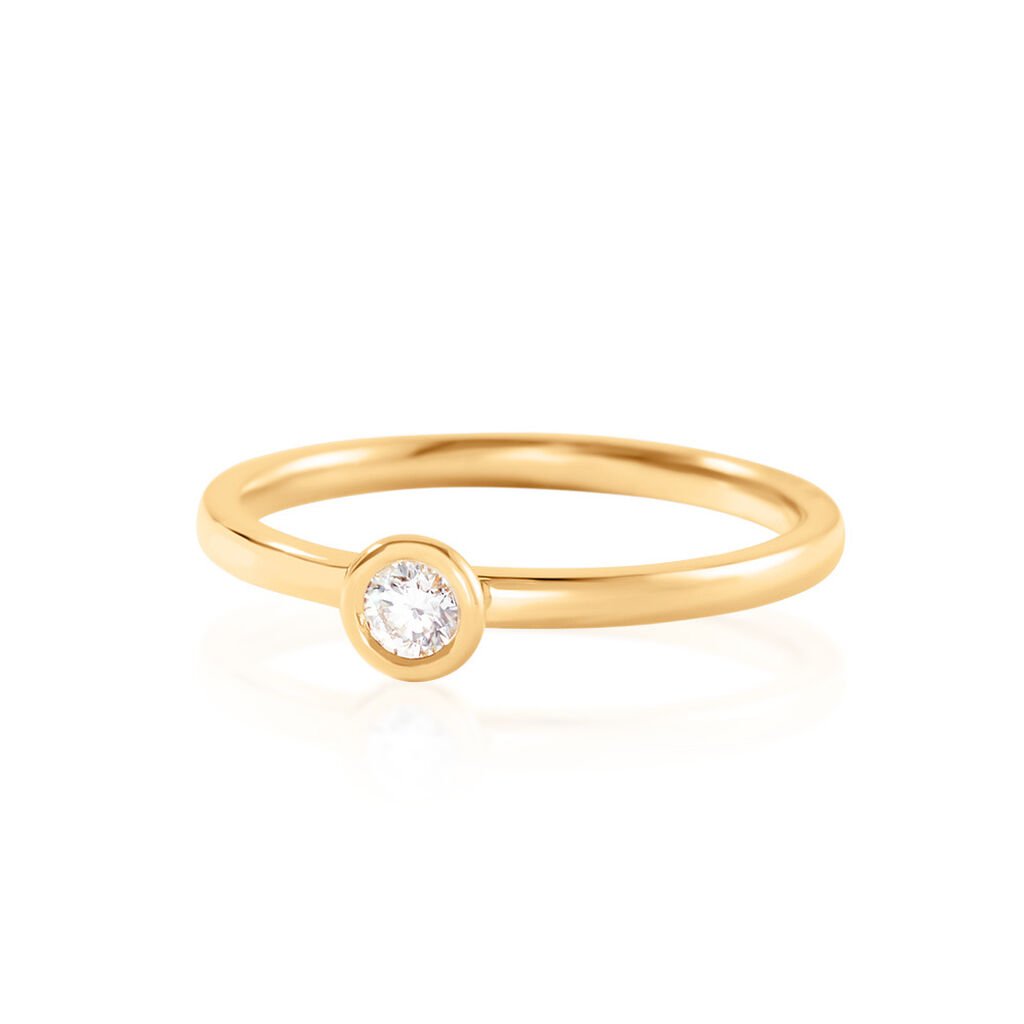 🦚 ESTELLE Damen Ring Gold 585 (14 Karat) Diamant Weiß 0,1 ct B 1,6 mm, Ring mit Stein