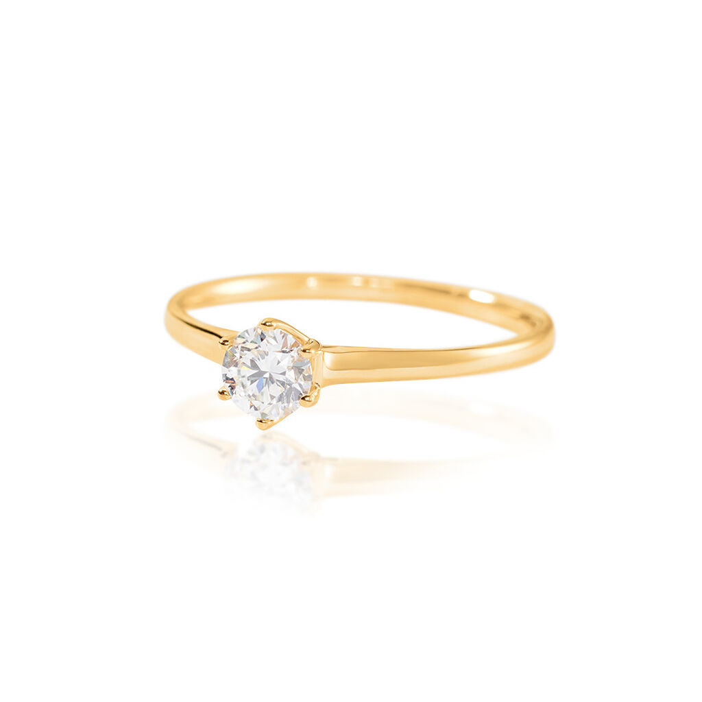 🦚 CHARLENE Damen Ring Gold 585 (14 Karat) Diamant Weiß 0,4 ct B 1,8 mm, Ring mit Stein