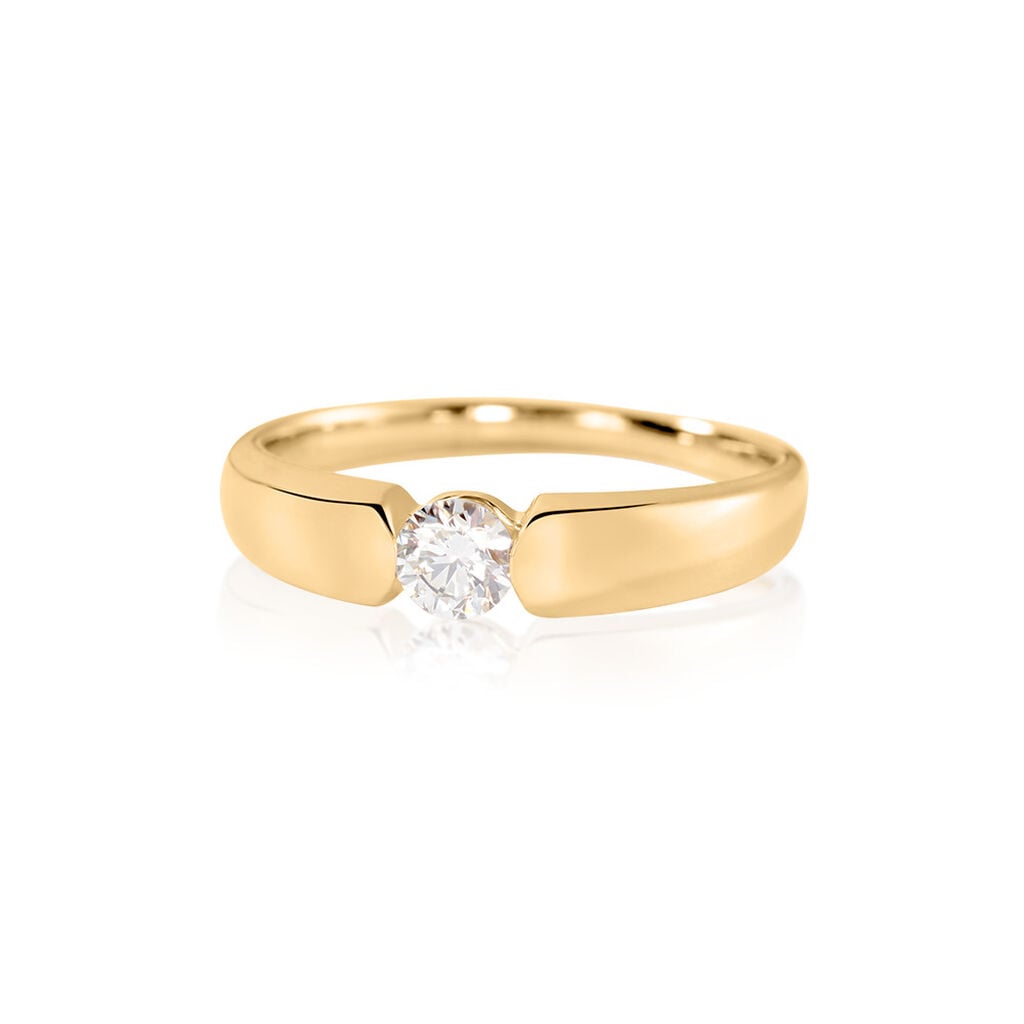 🦚 SANINA Damen Ring Gold 585 (14 Karat) Diamant Weiß 0,25 ct B 3,8 mm, Ring mit Stein