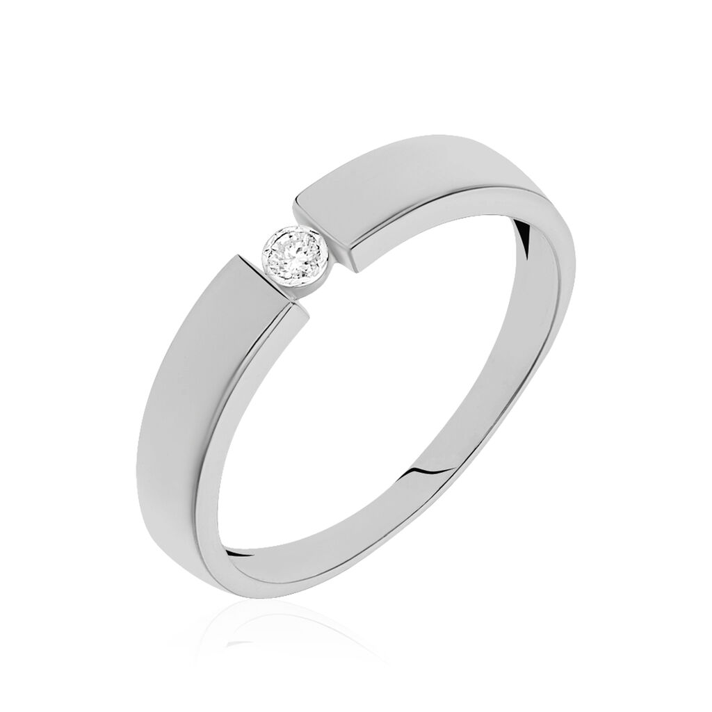 🦚 Granada Damen Ring Weißgold 375 (9 Karat) Diamant Weiß 0,04 ct, Ring mit Stein