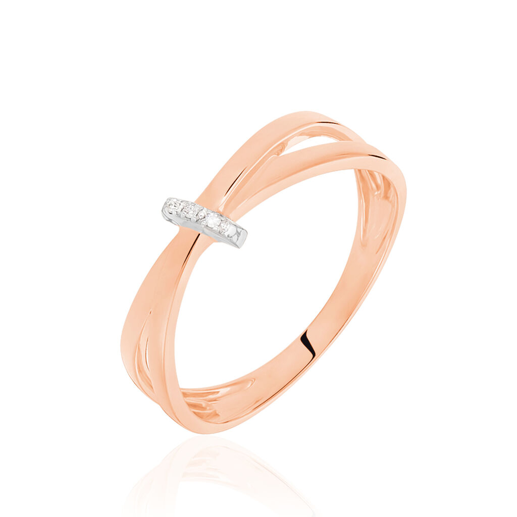 🦚 ILVIA Damen Ring Rosegold 375 (9 Karat) Diamant Weiß 0,01 ct Knoten, Ring mit Stein
