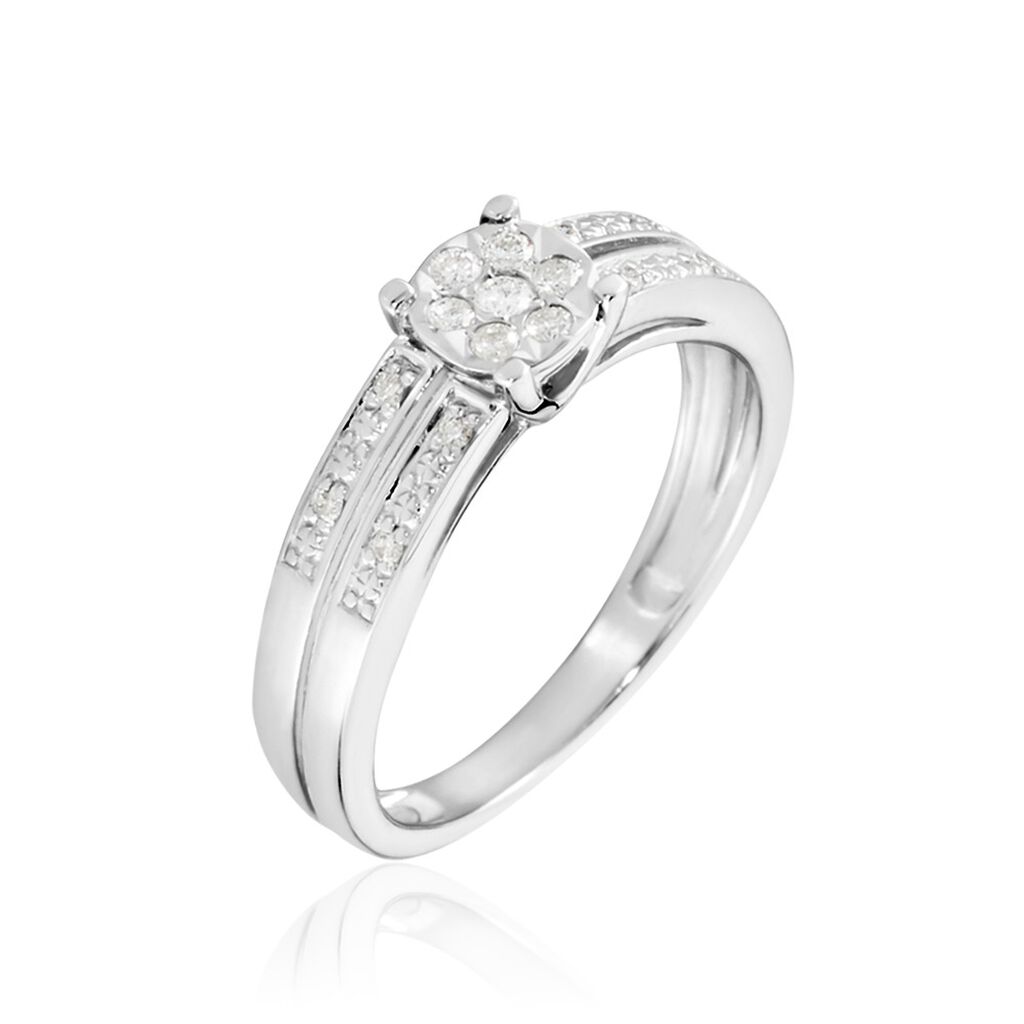 🦚 Imponi Damen Ring Weißgold 375 (9 Karat) Diamant Weiß 0,020 ct, Ring mit Stein