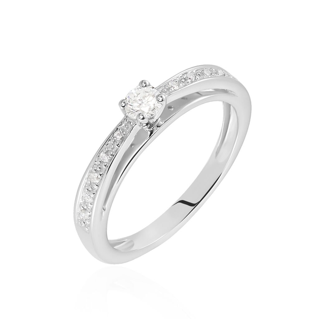 🦚 Imposa Damen Ring Weißgold 375 (9 Karat) Diamant Weiß 0,15 ct, Ring mit Stein