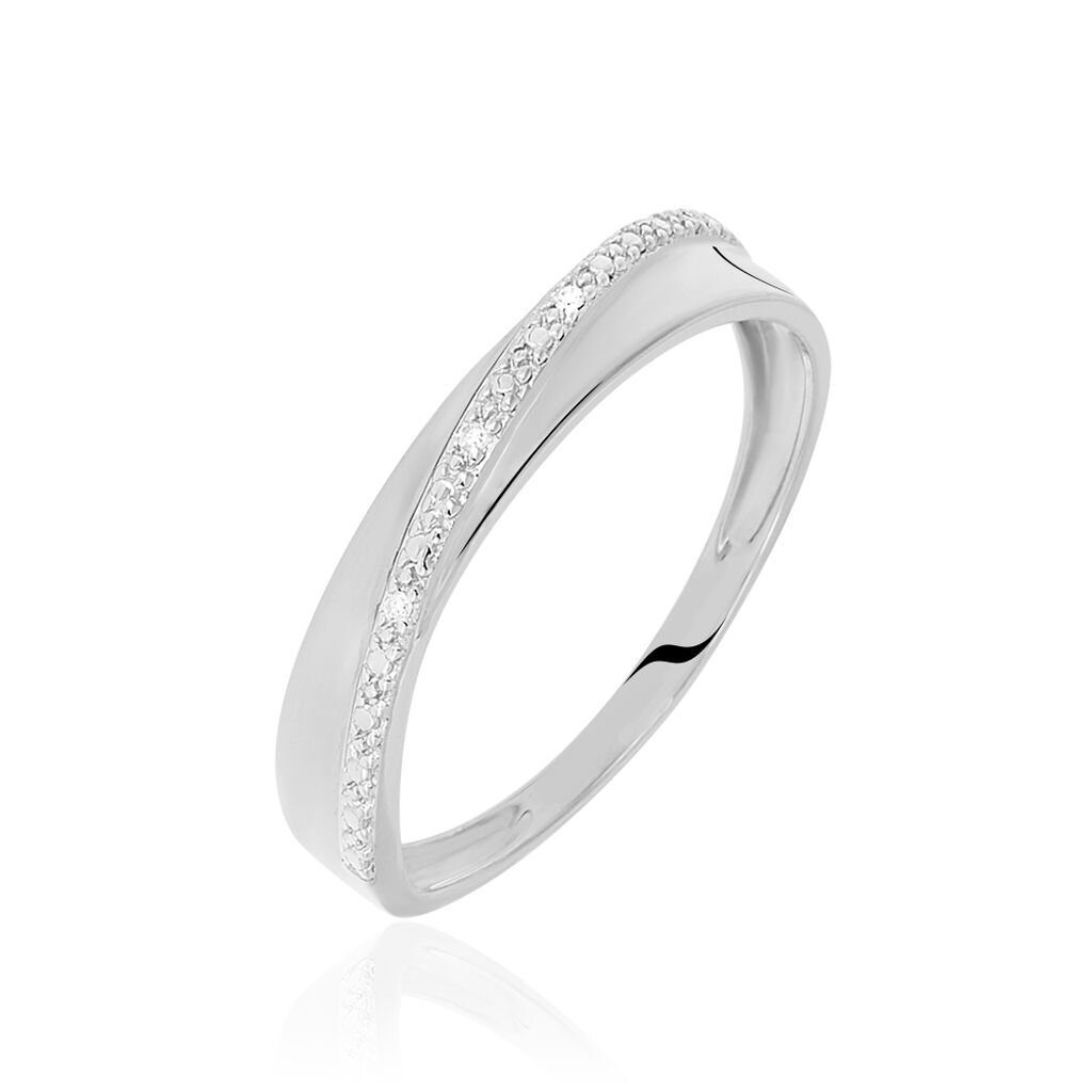 🦚 TIMIRA Damen Ring Weißgold 375 (9 Karat) Diamant Weiß 0,01 ct, Ring mit Stein