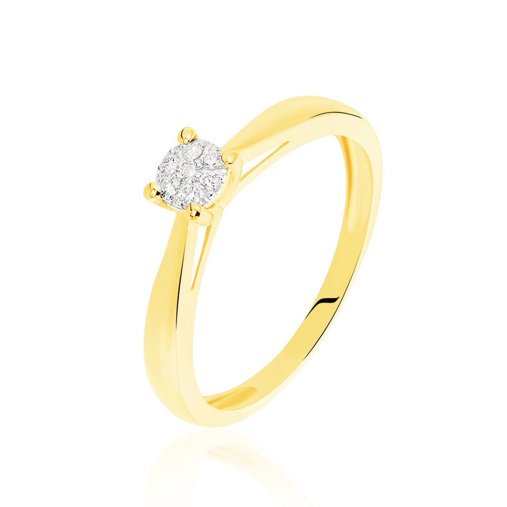 🦚 GRACE Damen Ring Gold 375 (9 Karat) Diamant Weiß 0,07 ct, Ring mit Stein