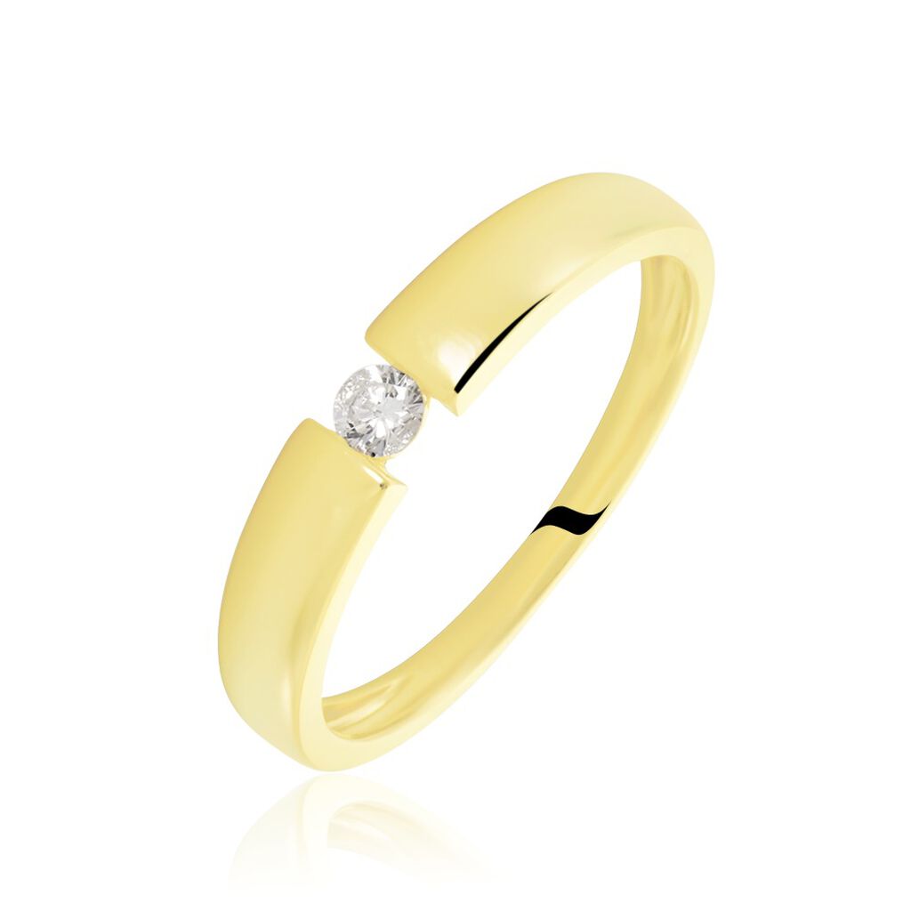 🦚 Valencia Damen Ring Gold 375 (9 Karat) Diamant Weiß 0,08 ct Kreis B 3,65 mm, Ring mit Stein