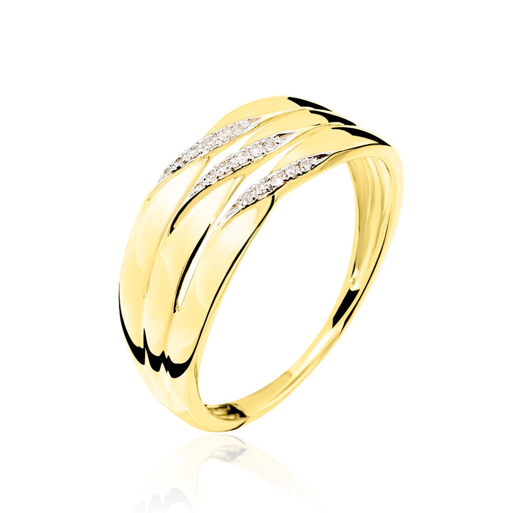 🦚 NESIBE Damen Ring Gold 375 (9 Karat) Diamant Weiß 0,02 ct Spiralförmig, Ring mit Stein