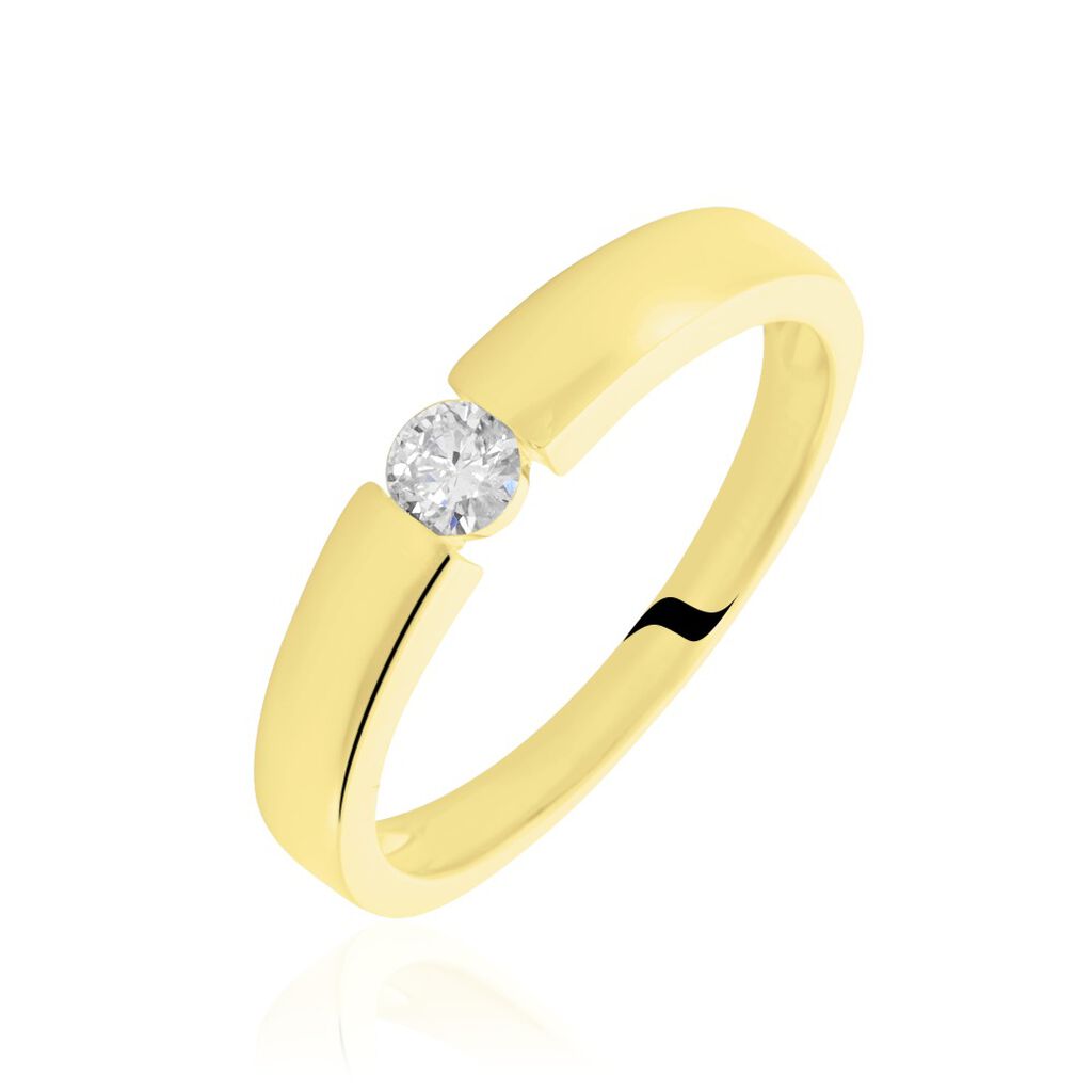 🦚 Valencia Damen Ring Gold 375 (9 Karat) Diamant Weiß 0,15 ct Kreis B 3,66 mm, Ring mit Stein