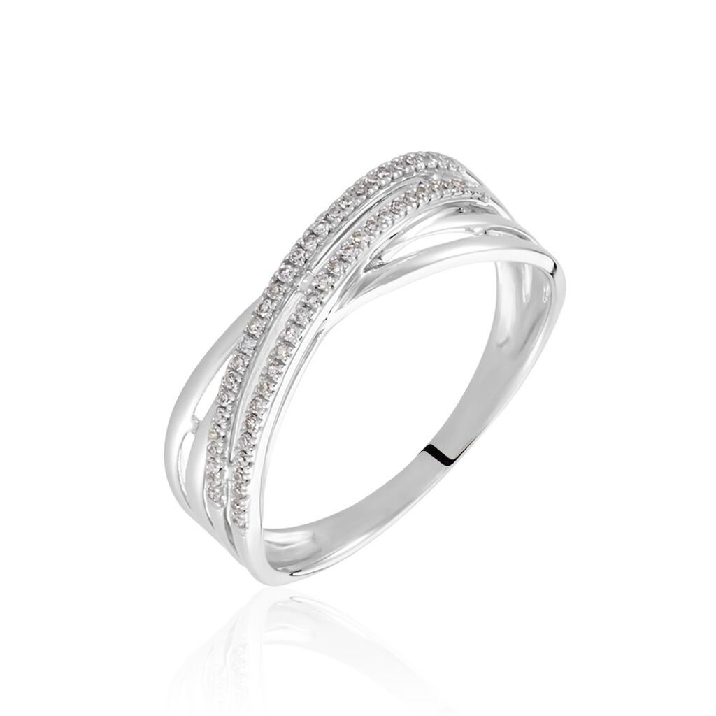 🦚 JULIANNE 3 Damen Ring Weißgold 375 (9 Karat) Diamant Weiß 0,13 ct, Ring mit Stein