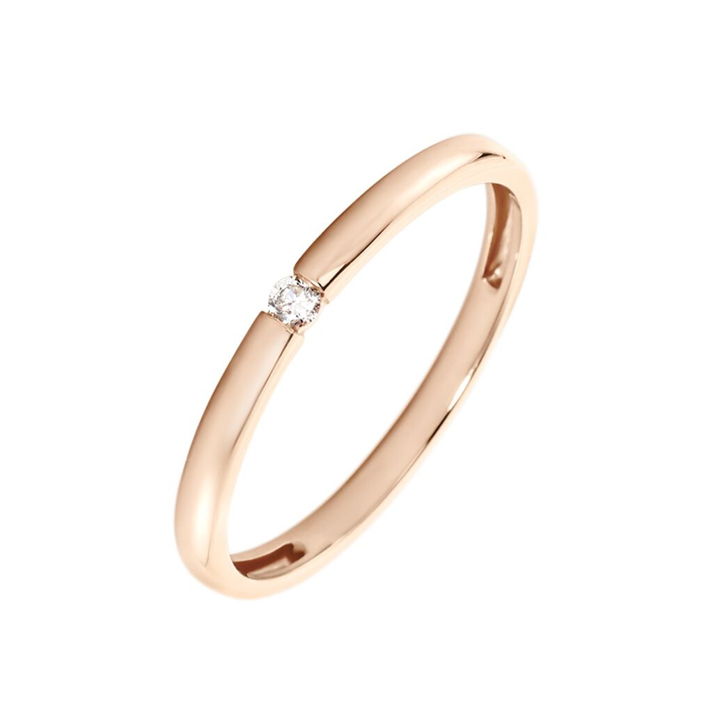 🦚 Graz Damen Ring Rosegold 375 (9 Karat) Diamant Weiß 0,03 ct B 1,8 mm, Ring mit Stein