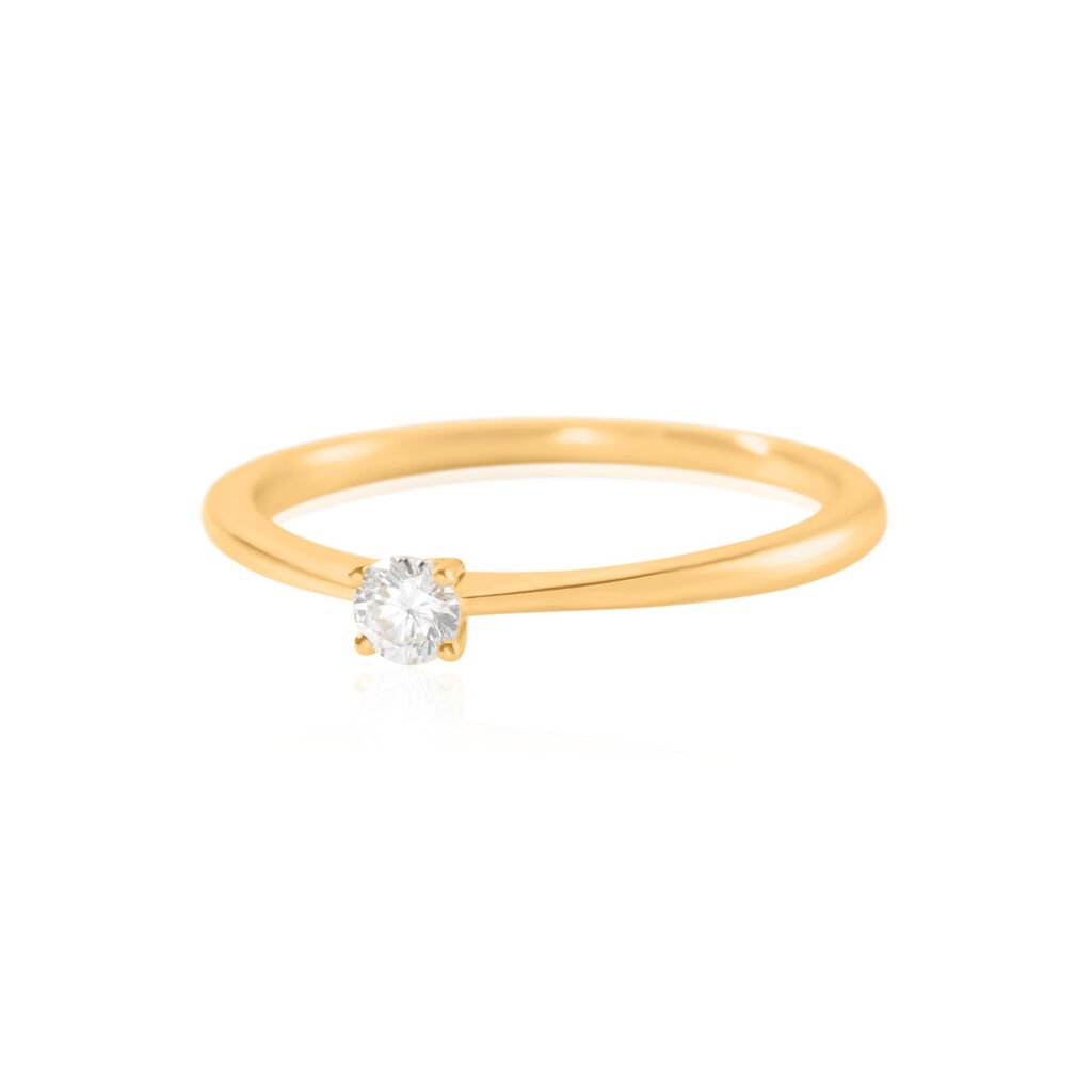 🦚 VICTORIA Damen Ring Gold 585 (14 Karat) Diamant Weiß 0,11 ct, Ring mit Stein