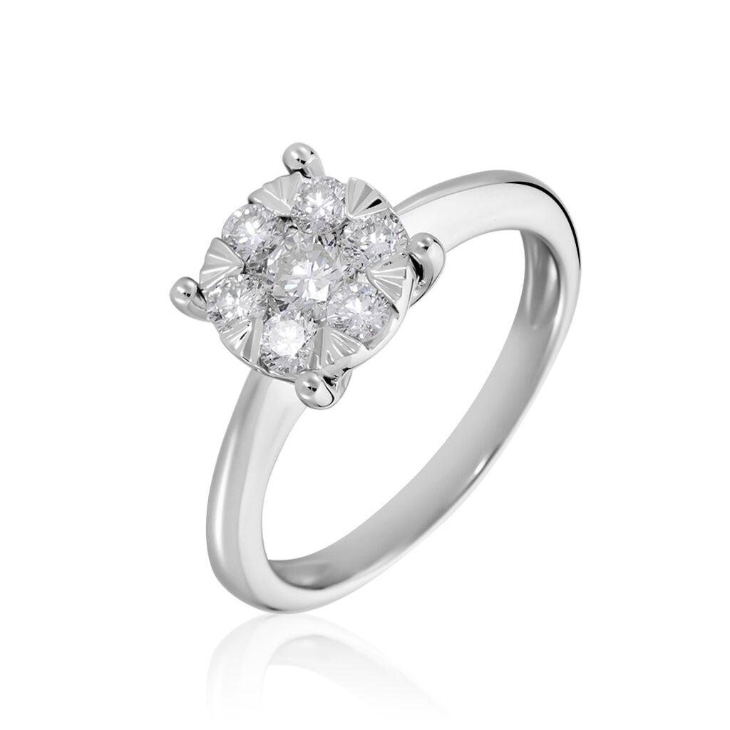 🦚 DREAM Damen Ring Weißgold 375 (9 Karat) Diamant Weiß 0,32 ct, Ring mit Stein